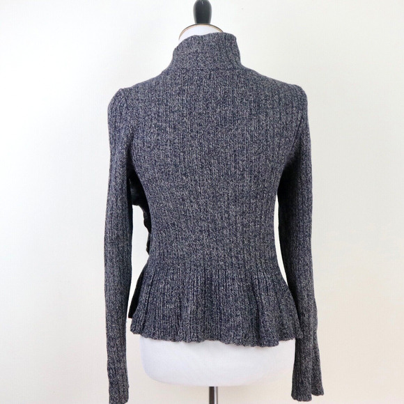 Anthropologie Size S Cascading Ruffles Asymmetrical Sweater Gray - Picture 5 of 10